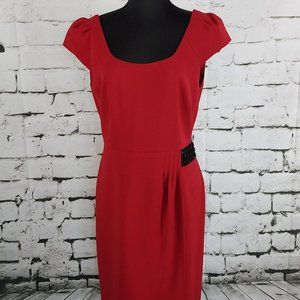 Antonio Melani Red Dress with Beaded Waistline